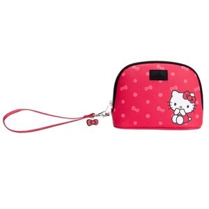 Hello Kitty Pink and Red Wristlet Cosmetic Pouch with Bow Charm